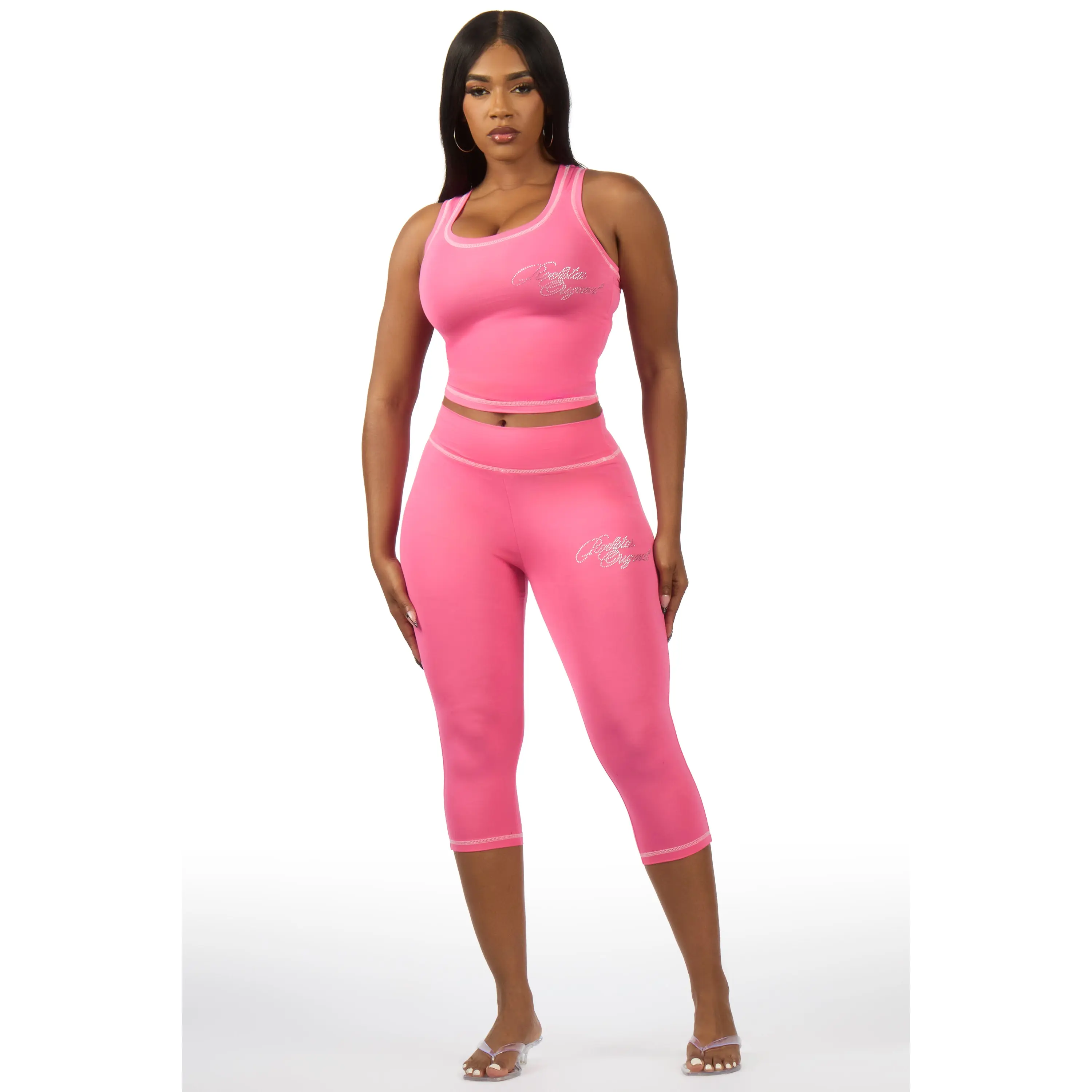 Jacquelle Pink Tank Capri Lounge Set Jacquelle Pink Tank Capri Lounge Set