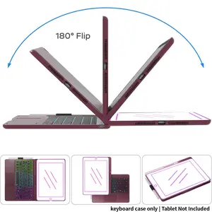 [No Tablet Included] 360° Rotatable RGB Backlit Silent Keyboard Case - Protective Cover for iPad 10.2/10.9/11 Inch, Perfect for Drawing & Binge-Watching