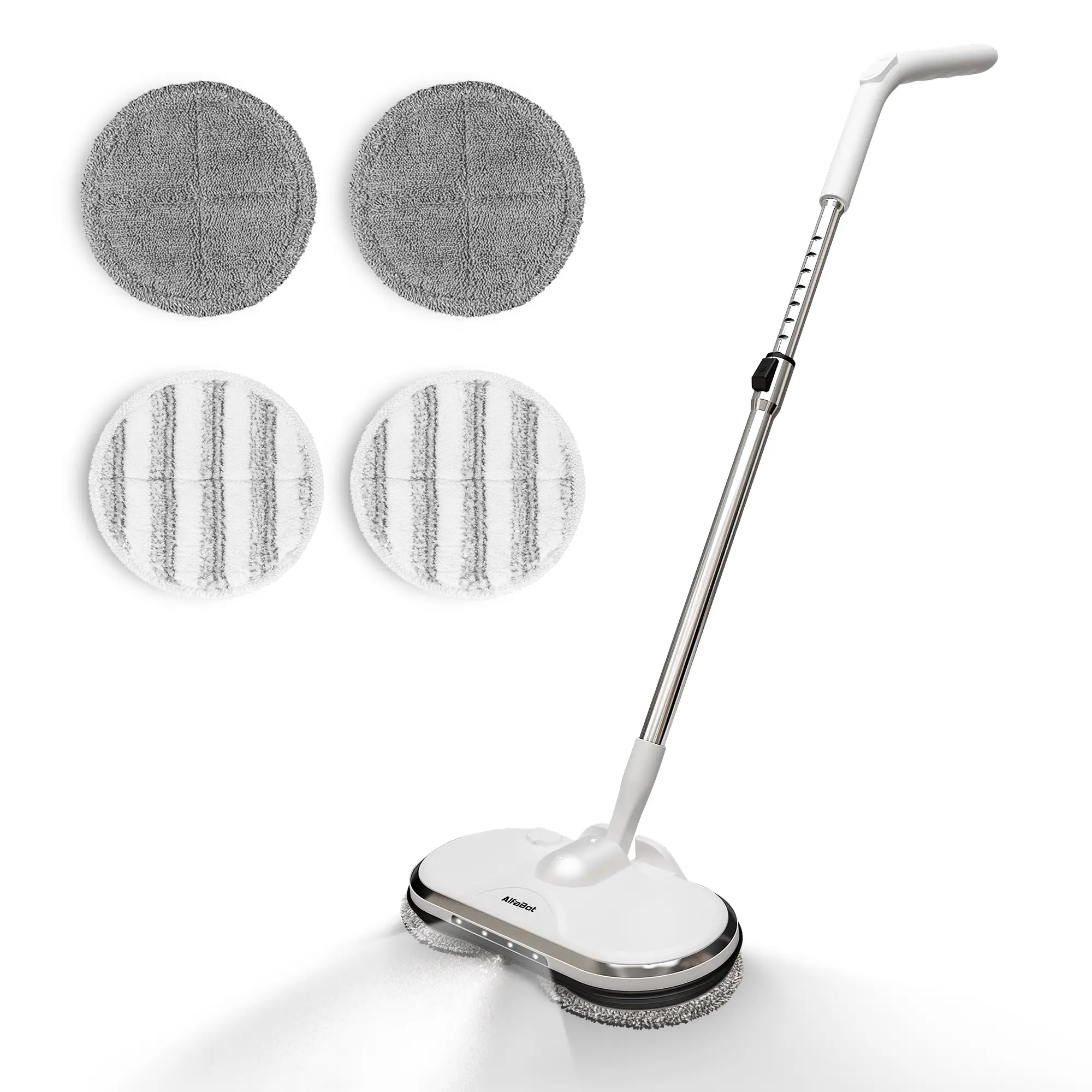 AlFaBot Cordless Electric Spin Mop with LED Headlight, Cleaning Machine, Rechargeable Dust Mop, 180ML Water Tank, 150r/min Dual Spin, Clean Up to 2000