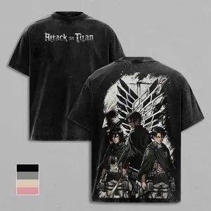 Attack on Titan Washed Tee, Survey Corps Anime Graphic Tee, Eren Yeager Mikasa Ackerman Levi Ackerman Shirt, Vintage Washed Shirt, Manga Lover Gift