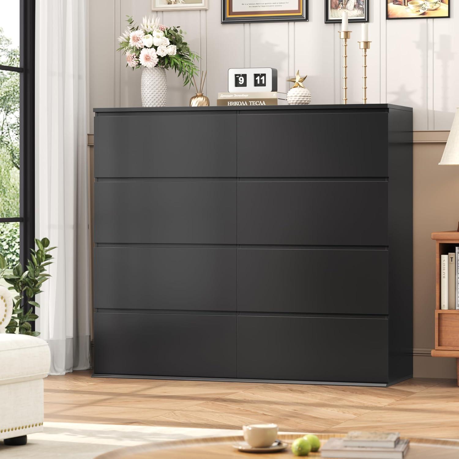 FOTOSOK 8 Drawer Dresser for Bedroom, Modern Wood Dressers with Deep Drawers for Living Room