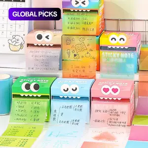 Random Color Cute Monster Pattern Sticky Notes, 105pcs/box Creative Multi-Purpose Sticky Notes, Sticky Memo Pads for Home, School and Office, Sticky Labels
