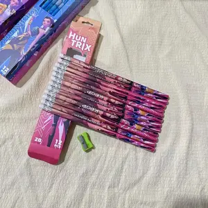 12Pcs Huntrix K-pop Devil Hunter 2B Wooden Pencils Graphite Sketch Drawing Set for School Office Art