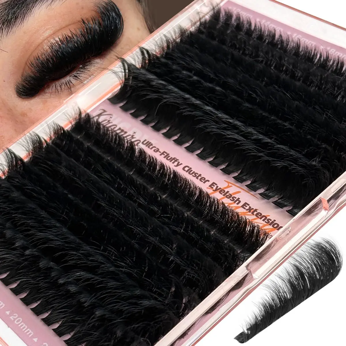 Kiromiro Fluffy Lash Clusters Volume Eyelash Clusters 12-24mm Mega Eyelash Extensions D Curl DIY Individual Lashes 192pcs Long Thick Cluster Lashes Extension