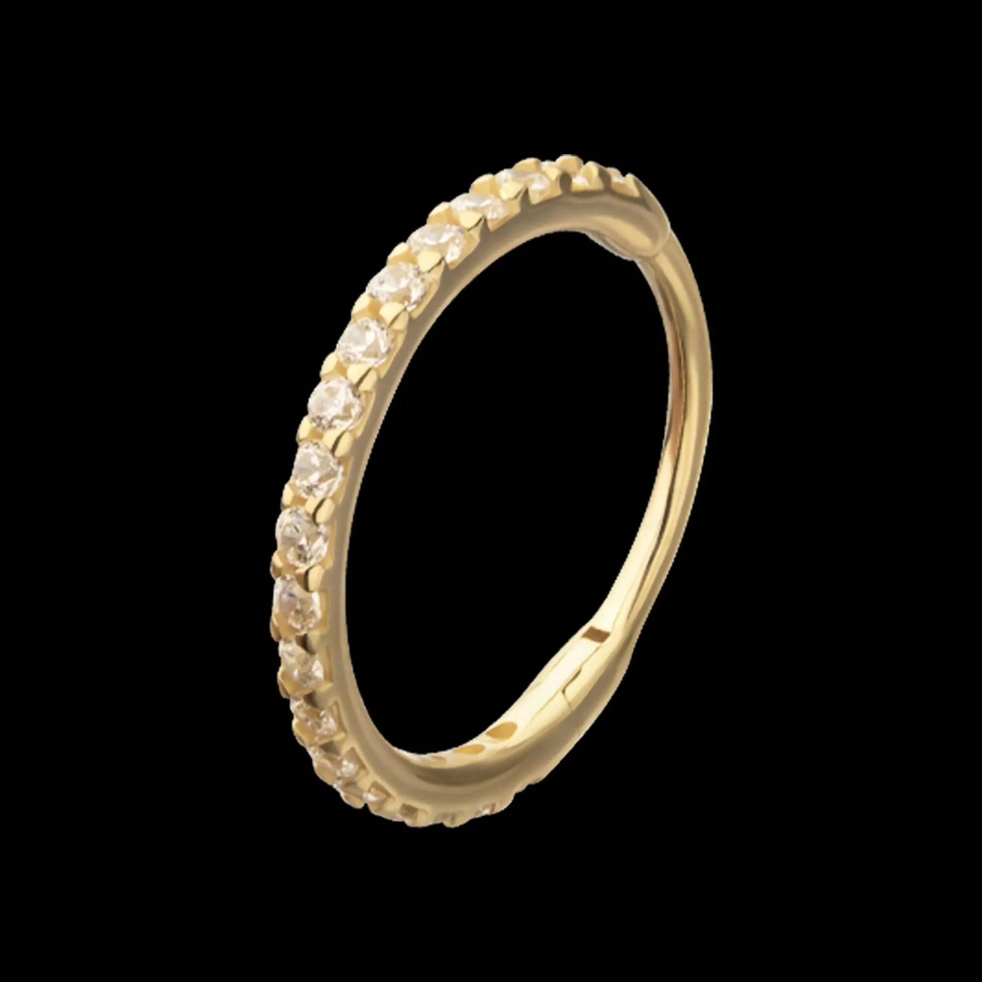20g Prong Set 1mm Eternity Round Gem Side Facing Hinged Segment Clicker - Gem in 14Kt Gold