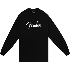 Fender Guitars Spaghetti Logo Long-Sleeve Tee T-Shirt, Black, M, Medium