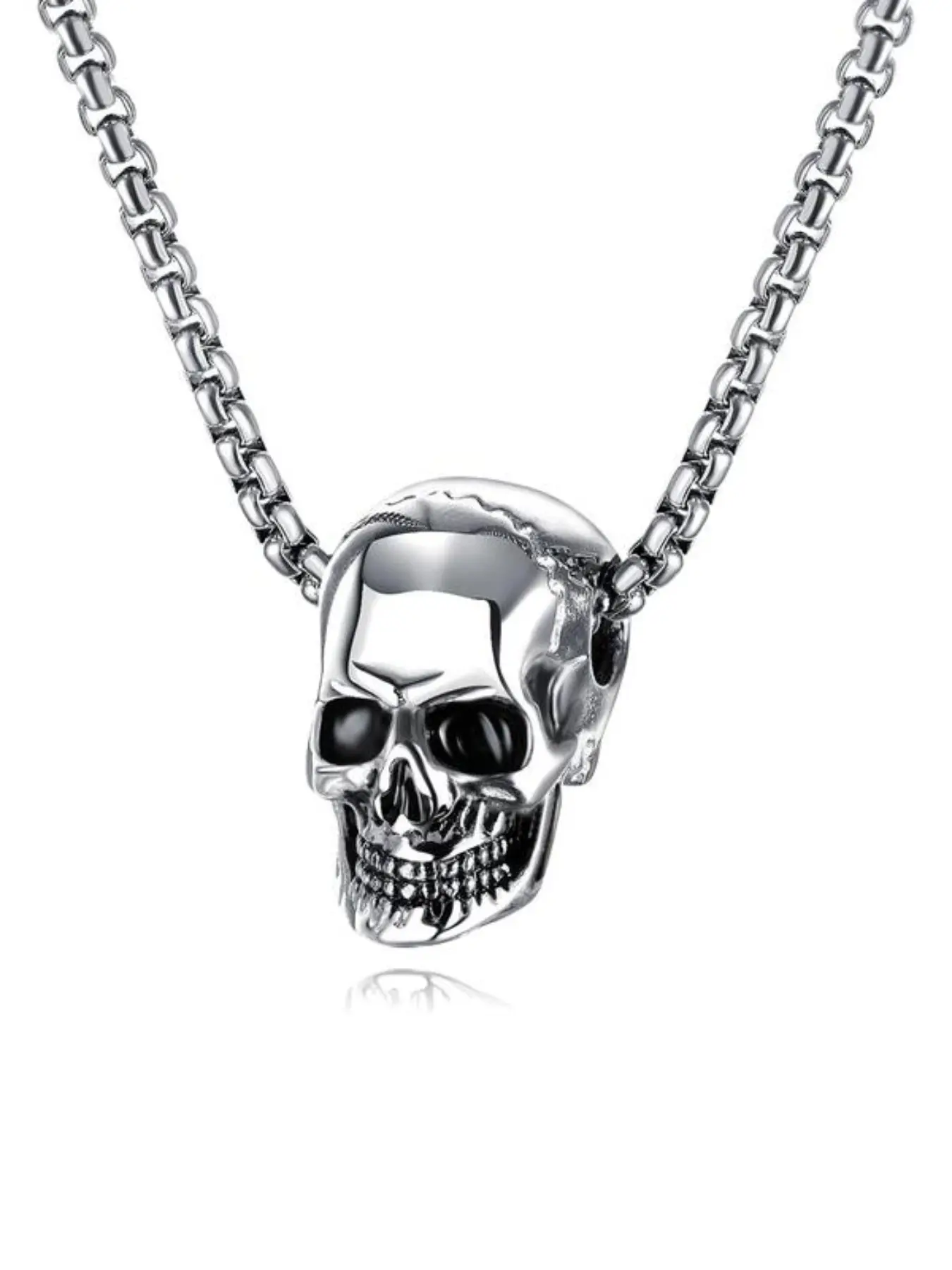 Punk Style Skull Pendant Necklace, Cuban Link Chain, Chunky Chain, Personalized Stainless Steel Jewelry for Party, Daily Clothing Decor, Birthday Gift, Chain Necklaces