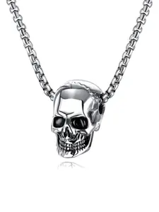 Punk Style Skull Pendant Necklace, Cuban Link Chain, Cuban Link Design, Personalized  Stainless Steel Jewelry for Party, Daily Clothing Decor, Trendy All-match & Exquisite Jewelry for Birthday Gift, Modern Versatile Accessories