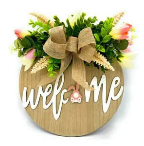 Lu home Interchangeable Season Welcome Sign Wreath | Seasonal Door Sign Hanger Decor | Rustic Front Door Hanger | Fall Door Decor | Winter