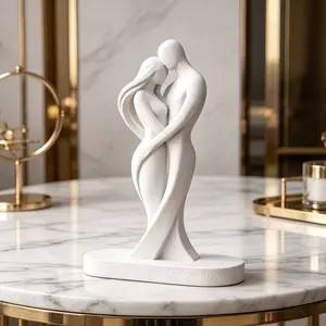 Abstract Embracing Couple Resin Sculpture, Minimalist Lovers Hug Figurine, Modern Desk Decor, Wedding Anniversary Gift, Home Accent