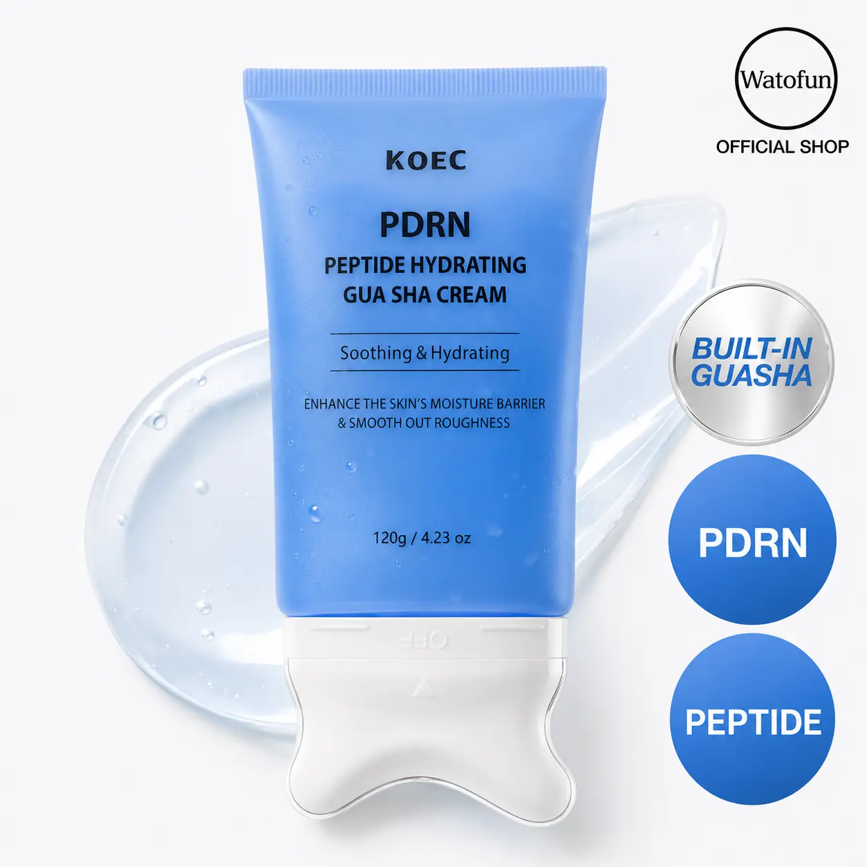 [NEW]Watofun 2-in-1 PDRN Peptide Hydrating Gua Sha Cream | Built-In Gua Sha Face & Neck Massager, 5-Minute De-Puffing & Lifting Massage Cream Jawline Definer, Moisture Barrier Support, Smooth Rough-Looking Skin, Neck & Décolleté Care, At-Home Spa Skincare