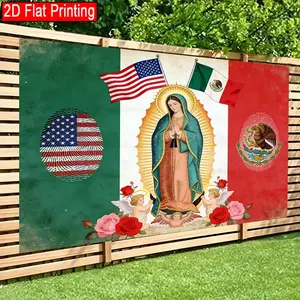 2D Flat Backdrop banner Guardian of Two Realms The Fusion of Our Lady of Guadalupe Decoration for Living Room, Bedroom, Office, Birthday Anniversary, and Home Decor & Party Photo Backdrop Easy Hanging for Outdoor Indoor