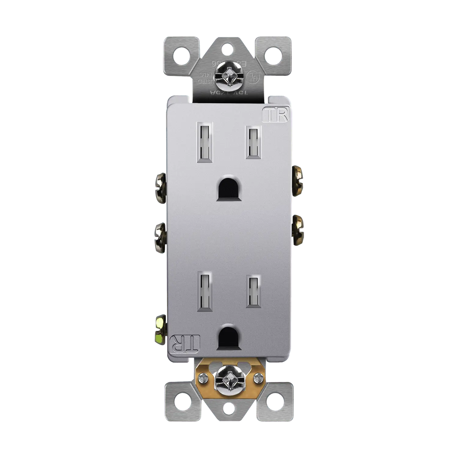 Enerlites Residential Grade 15A Decorator Style Self-Grounding Tamper-Resistant Duplex Receptacle