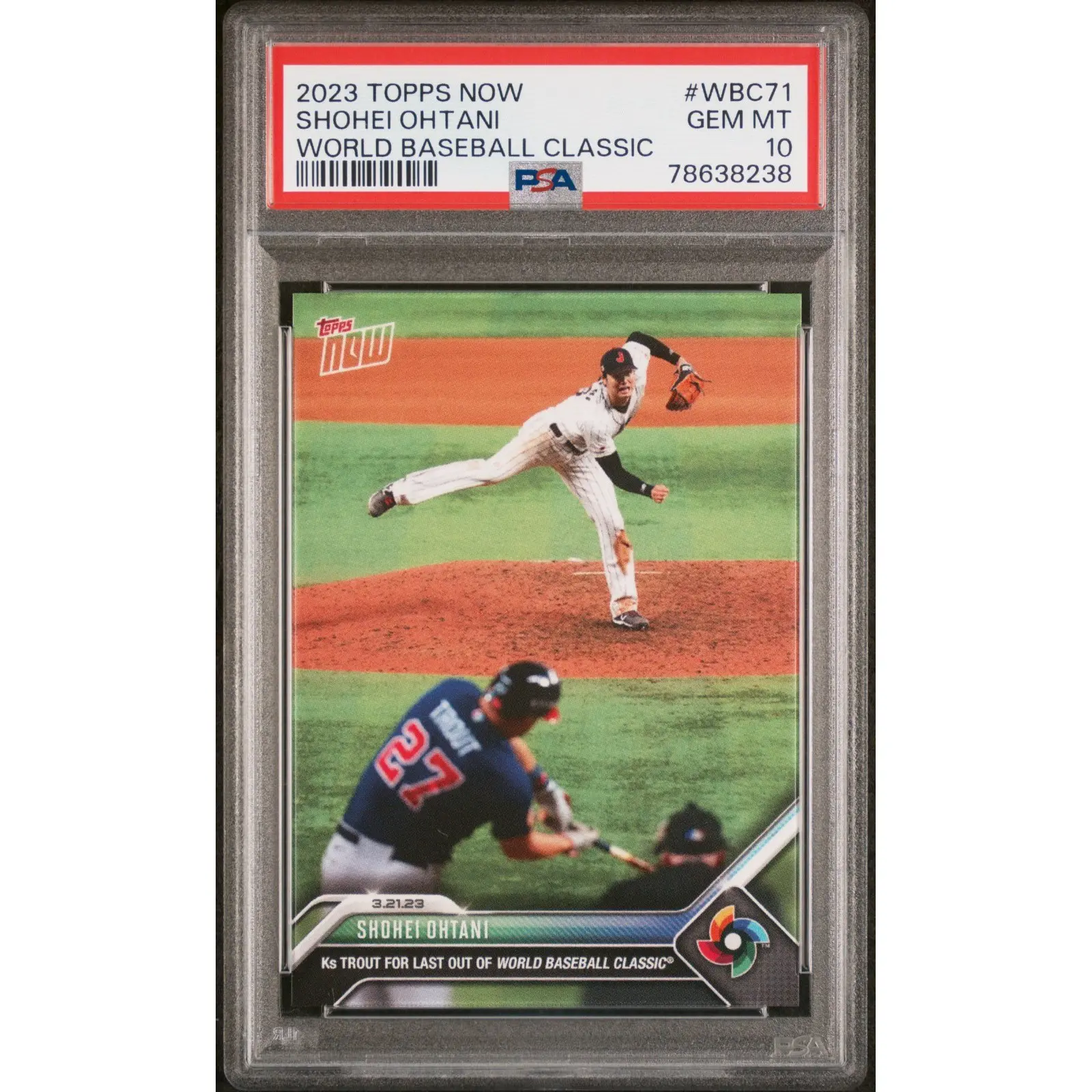 2023 Topps Now World Baseball Classic #WBC71 Shohei Ohtani Trout PSA 10