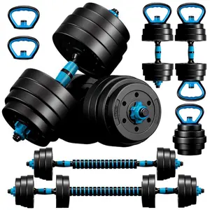 Musment Adjustable Dumbbells, 45LBS 4-in-1 Portable Changeable Dumbbell, Kettlebells, Push up Stand and Barbell Set with Adjustable Weights Dumbbells