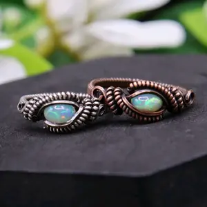 Real Opal Wire Wrapped Ring- Custom Made with Choice of Metal and Size