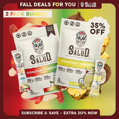 Salud 2-in-1 [Newness Duo] Agua Fresca Drink Mix, Hydration + Immunity, Electrolytes Powder, Agua Fresca Drink Mix, Elderberry, Dairy & Soy Free, Non-GMO, Gluten Free, Vegan, Low Calorie, 1g Sugar (2-Pack, 30 Servings)