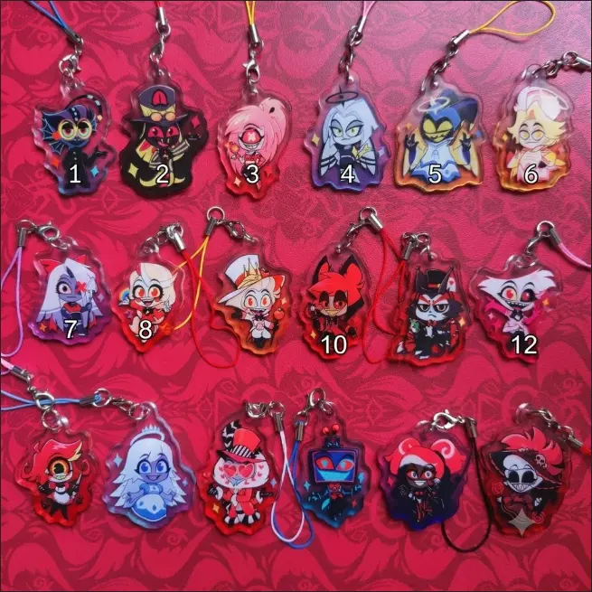 Hazbin Hotel Fanmade Acrylic Keychain - Cute Chibi Charm | Alastor Lucifer Angel Dust Vox Vaggie