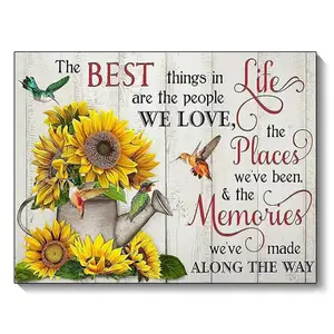 5D DIY Sunflower Diamond Painting Set Inspirational Quotes Diamond Art Painting Full Round Drill Bird Flower Rhinestone Mosaic Wall Decoration Gift for Adult Beginners