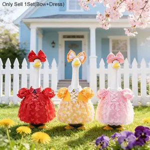 Princess Tulle Dress & Suit Costume Set For 23 Inch Porch Goose Outfit, Cute Outdoor Garden Lawn Goose Clothes, Elegant Lace/Sequin Outfit for Yard Statue, Funny Novelty Decor, Ideal Mother's Day Gift for Goose Lovers