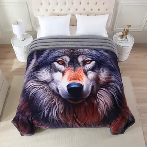 11 lbs Weight,Winter Blanket King Size 85"x93"Heavy Silky Soft 3 Ply A&B Printed Plush Raschel Knit Technique Ultra Soft Crystal Velvet Texture