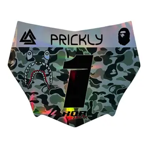 MotoCutz Style Number Plate Decal — Gray Designer Camo (Holographic Chrome)