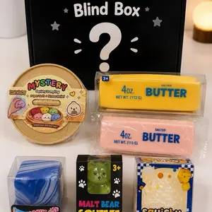 Stress Relief Squishy Blind Box Set - Anxiety Relief Products with Butter, Vaseline Cheese, Malt Squeeze Teddy Bear, Mystery Dumpling, Decompression Squeeze Ball, Soft Silicone Build & Tactile Variety for Fidgeting