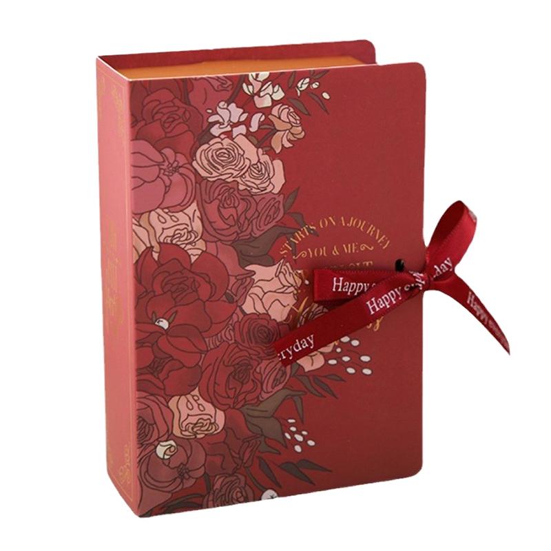1pc Book Shape Gift Box Ith Ribbon Paperboard Candy Chocolate Present Packaging Box For Wedding Birthday Mother's Day