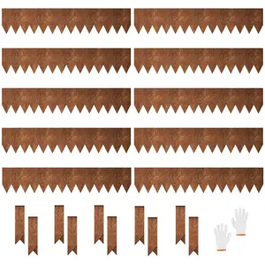 33FT Galvanized Steel Landscape Edging, 40" x 8" Metal Edging for Landscaping with 10Pcs Stakes & Gloves, Metal Garden Border for Garden Design, Yard, Tree Rings, Pathway, Divider(10 Pack)