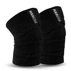 HARCOS Knee Wraps 78” for Weightlifting & Powerlifting – Heavy Duty Elastic Cotton Knee Support for Squats, Deadlifts, Leg Press & Gym Training