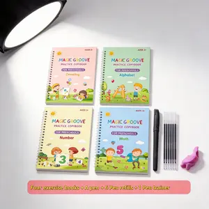 4/8Pack Reusable  Practice  Set, Educational Language Toy for Preschoolers Ages 3+ Early Educational Toys (Arithmetic, Numbers, Letters, Drawing)