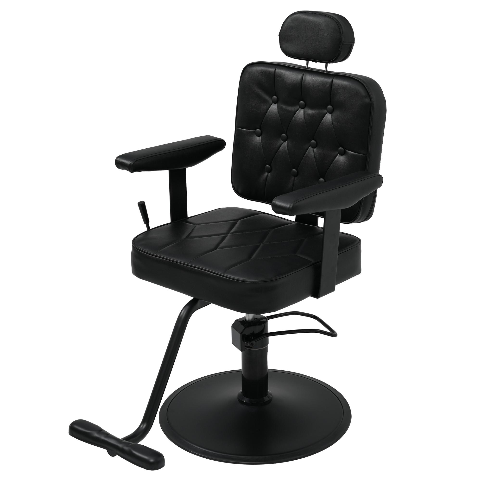 Black Reclining Salon Barber Chair for Hair Stylist, Professional Hair Stylist Chairs with Heavy Duty Hydraulic Pump, All Purpose Styling Hairdresser Braiding Shampoo Chair for Spa Home Euipment Barber Salon Chair for Hair Stylist