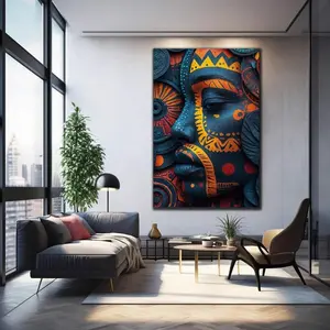 Modern African Wall Art Canvas Print for Living Room & Bedroom - Multicolor Framed Art with Wooden Frame - Lightweight Hanging Decor - Artistic Home Ornaments