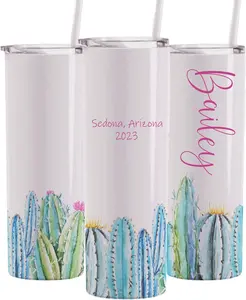 Personalized Cactus Tumbler 20 oz Skinny Tumbler - Vacuum Insulated Cactus Bachelorette Party Family Vacation Tumbler Girls Trip Cup Custom Bridesmaid