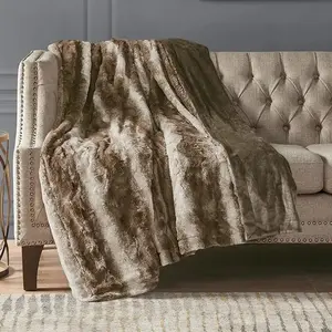 Oversized 60"x70" Dark Brown Faux Fur Throw Blanket – Soft Reversible Faux Mink Blanket, OEKO-TEX Certified & Machine Washable