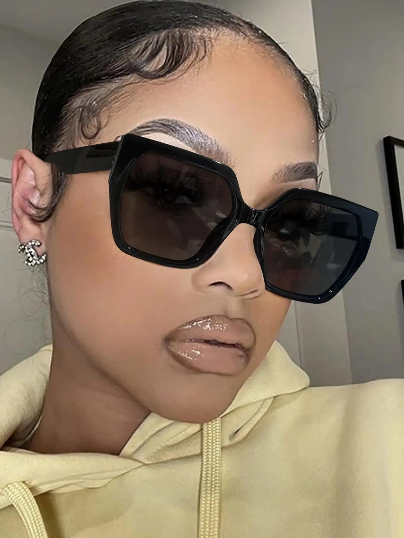 Unisex Simple Style Plain Color Tinted Lens Sunglasses, Trendy Casual Geometric Frame Sunglasses for Everyday Use, Fashion Accessories for Outdoor Activities, Fashionable Frames Sunglasses, Trendy Shades