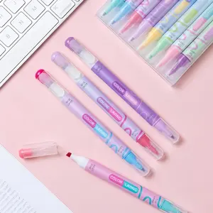 Creative Dual Head Color Layering Fluorescent Highlighter Pens 8pcs 16color Set Learning Markers Key Lines Markers Pens Hand Accounts Graffiti Pens Painting Brushes School Supplies Back to School Season Cheap School Supplies Entrance Gifts