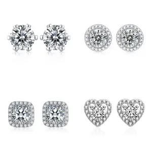 TikTok Live Hot Heart-Shaped Simulated Diamond Earrings | S925 Sterling Silver Six-Prong Micro-Paved High Carbon Diamond Stud Earrings