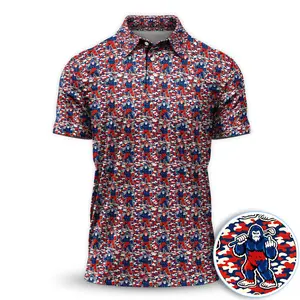 Patriotic Bigfoot Pattern Golf Polo Shirt Outdoors Menswear Short Sleeve Casual