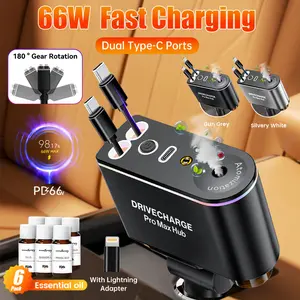 XHj Smart Car Air Freshener with 66W Fast Charger, Air Aromatherapy Diffuser-Free, Vehicle & Travel, Features Intelligent Sensing & Atmosphere Lighting, Starlight Headliner Car Charger