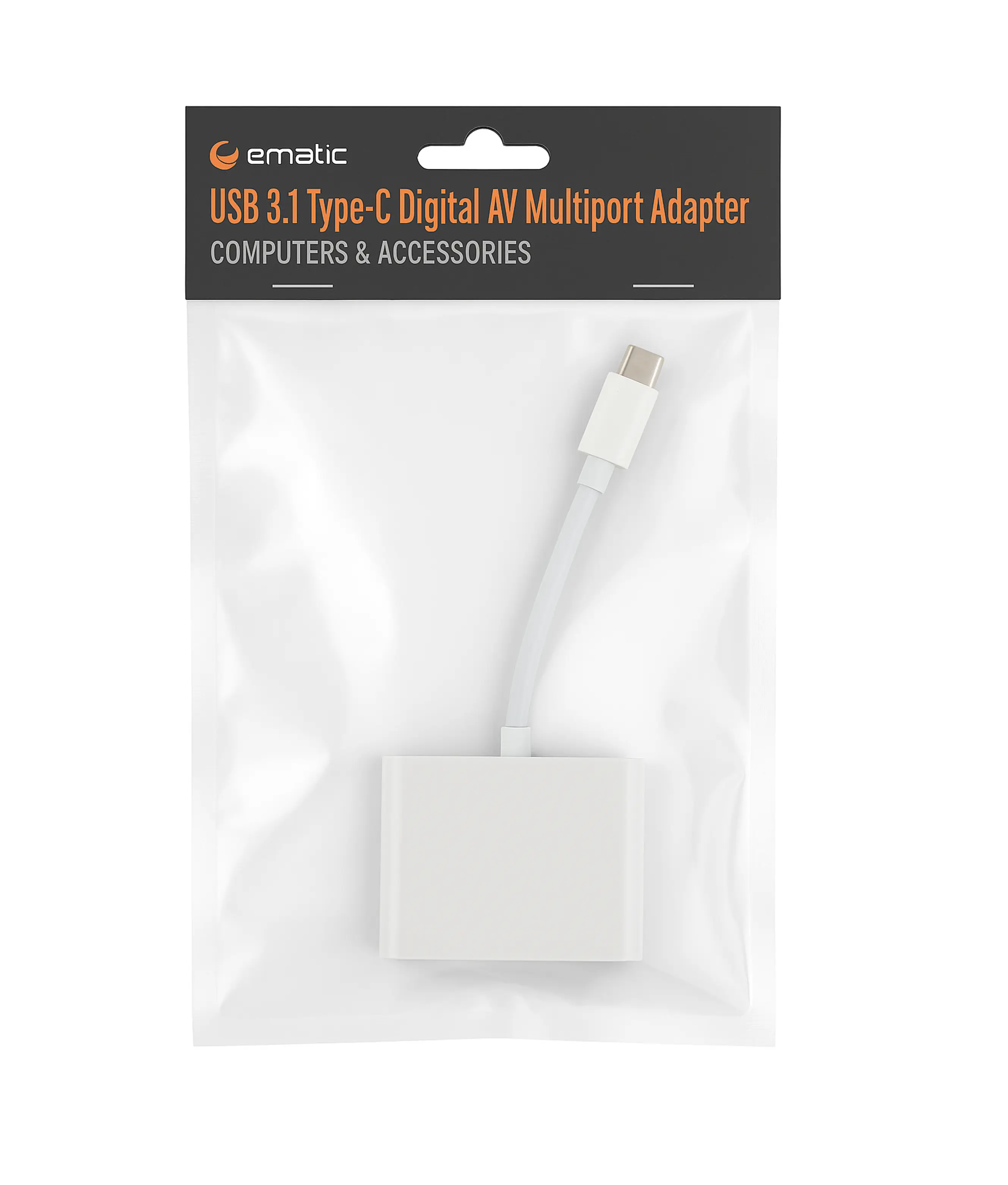 Ematic EUS311A USB 3.1 Type-C Digital AV Multiport Adapter with 4K HDMI Output & USB-C Charging Port