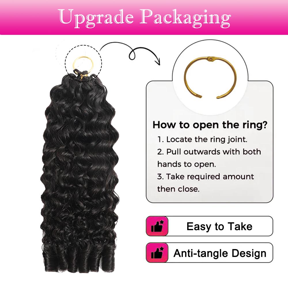 Asakiss Human Hair Feather Crochet Extensions - Burmese Curly, Knotless Water Wave, Pre-Separated for Boho Braids & Hair Braids, 4-5 Packs (48-52g/Pack) for Full Head, Glueless Lightweight Time-Saving Protective Styles with Curled Waves