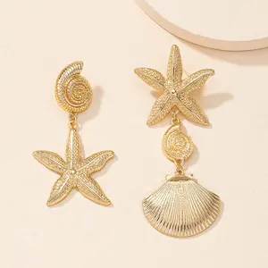 [Limited time event] Scallop earrings are retro, exaggerated, versatile, and personalized beach style. Creative shell and starfish earrings are a birthday gift.