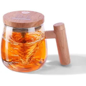 Self Stirring Coffee Mug High Borosilicate Glass Mixing Cup 400 ml / 13.5 oz Automatic Mug for Coffee Matcha Milk 6000 RPM 48 dB Aesthetic Desk Mug for Home Office Champagne Glow