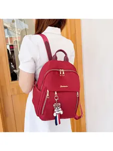 New Black Cute Pendant Women's Backpack Multi-Compartment Lightweight Versatile Backpack Perfect for School, Daily Commute, and Everyday Use Trendy Backpack
