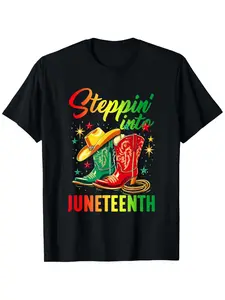 Men' & Women' Juneteenth Afro T-Shirt - 100% Cotton Loose Fit Round Neck Short Sleeve Shirt with Afro Woman & Slogan, Casual Cultural Apparel Suitable for Juneteenth, Year-Round Wear