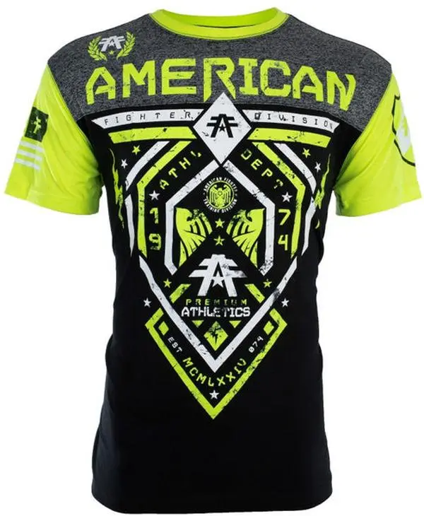 American Fighter Men's Casual Short-Sleeve Crew Neck Graphic T-Shirt - Normal Fit, Polyester-Cotton Blend, Cold Wash Safe Mens Tops