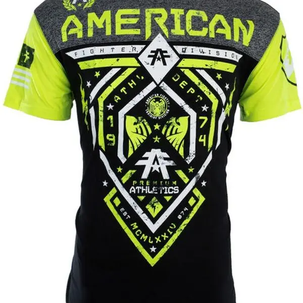 American Fighter Men's Casual All-Seasons Short-Sleeve Graphic Print Crew Neck T-Shirt - Normal Type, Poly-Cotton Blend, Pull-On, Cold Wash Safe Men's Top