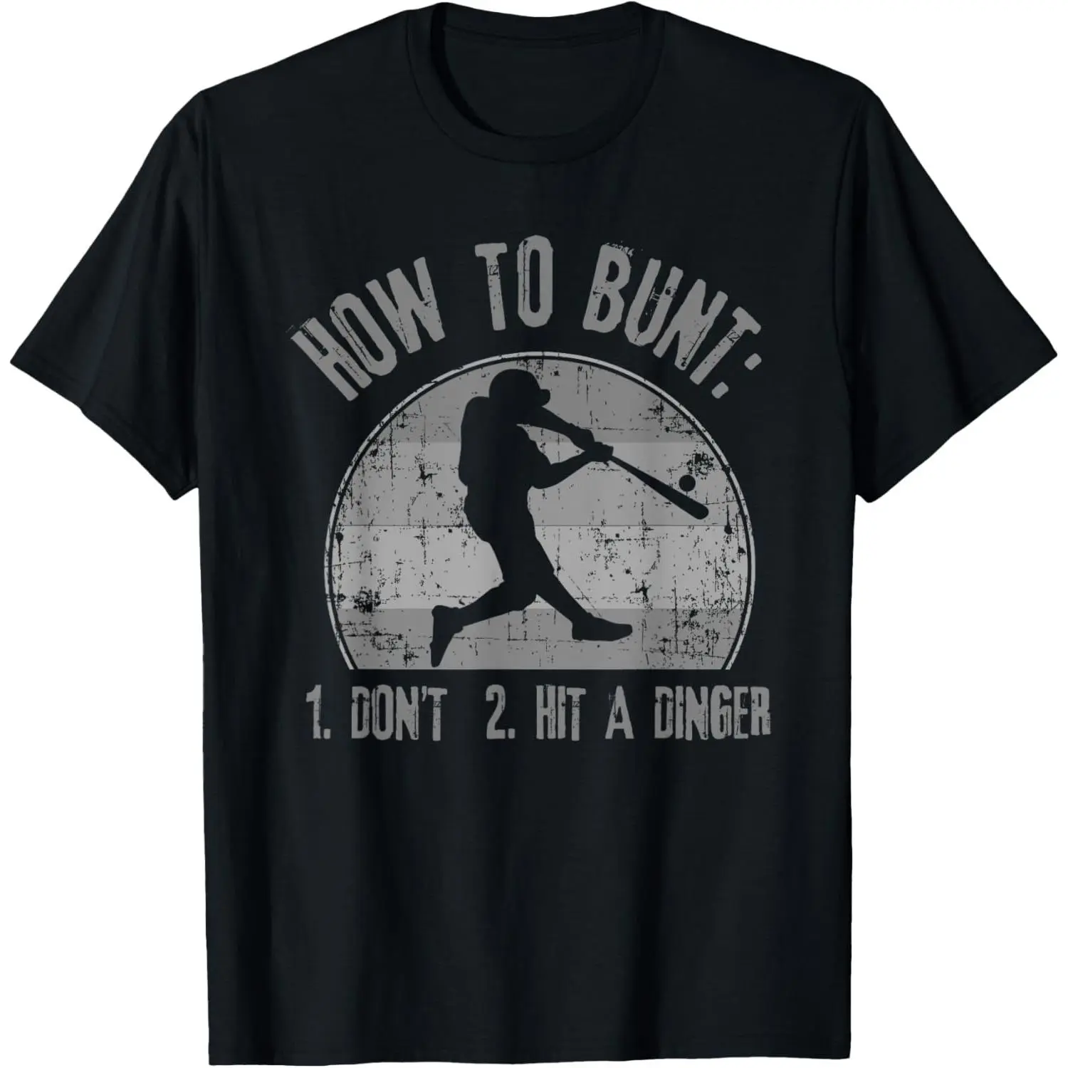 Men's Baseball T-Shirt, Casual Round Neck Raglan Top with Funny "Hit a Dinger" Graphic Print, Soft 100% Cotton Fabric, Sports, Fashion Apparel, Shortsleeve, Funny Quote, Baseball Theme, Moisture Absorb, Machine Washable, Regular Fit, Streetwear, Menswear,