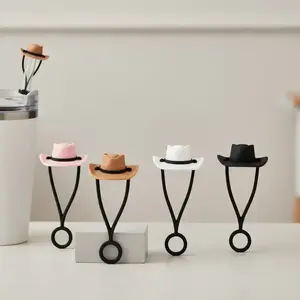 Silicone Cowboy Hat Design Straw Topper, 4/8 Counts Cute Straw Cap, Straw Cap Covers for Tumbler Cup 30/40oz, Summer Gifts Water Bottles Accessories [no Cup] Lid